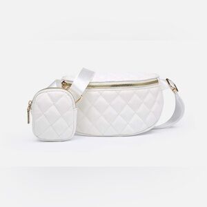 Elegant White Quilted Women's Bag Set